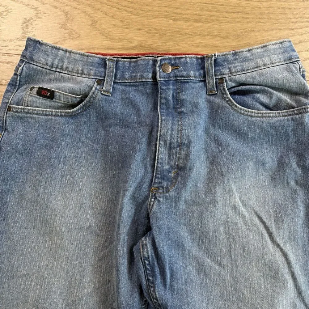 Wrangler Jeans Men 36x34 20X Style 01 Competition Relaxed Fit Flex Blue Denim